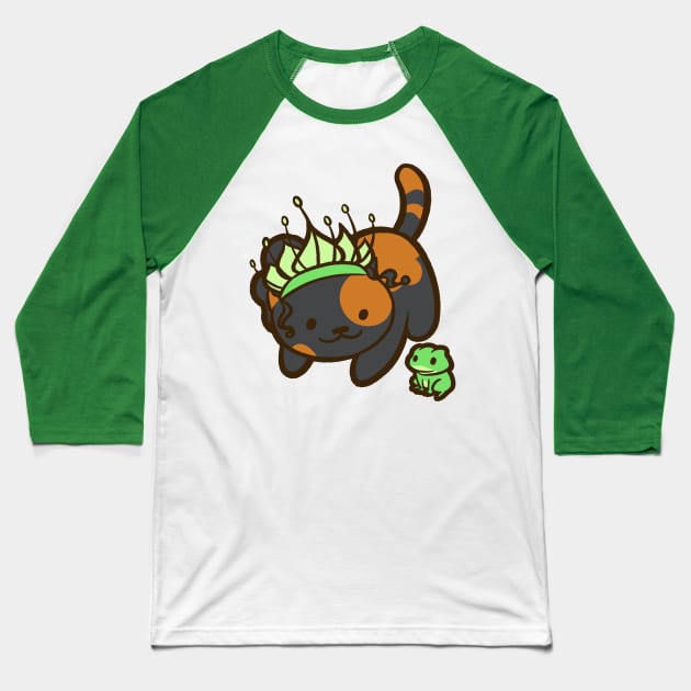 The Kitty and the Frog Baseball T-Shirt by Ellador